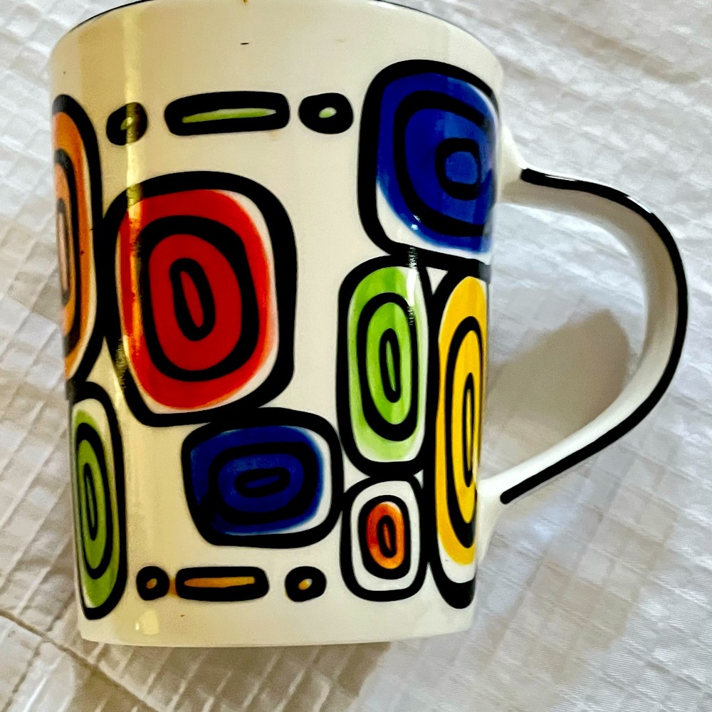Large geometric multicolored Starbucks coffee cup